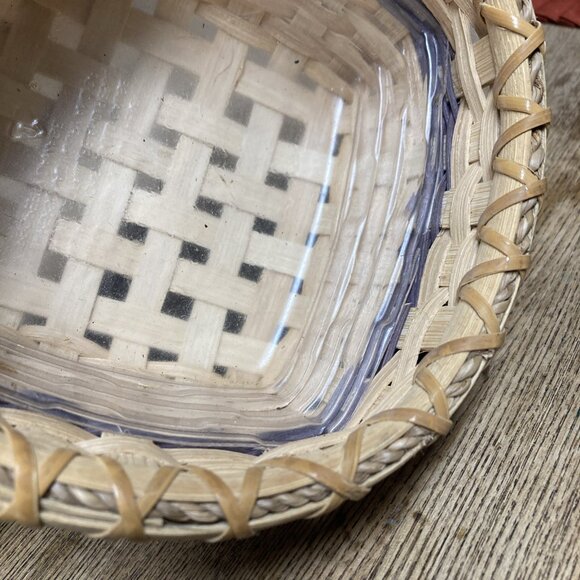 VTG Woven Basket Artisan Handmade Cottagecore Farmhouse Decor Square Signed - Picture 4 of 9